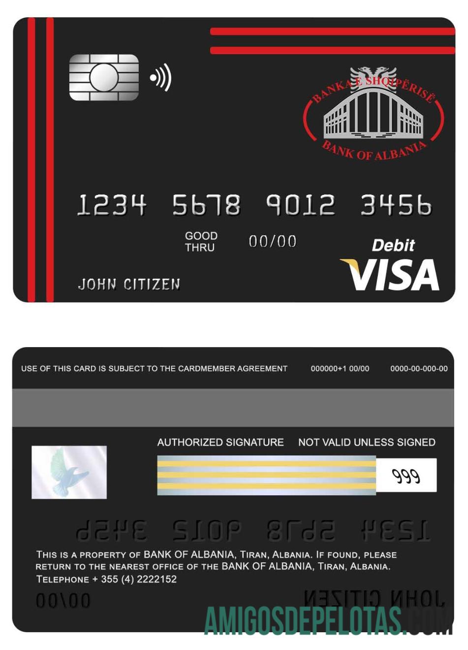 Cartão Visa do Banco da Albânia da Albânia baixar para verificação